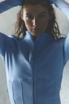 Veste corset Airbrush à fermeture éclair intégrale - Bleu Provence clair