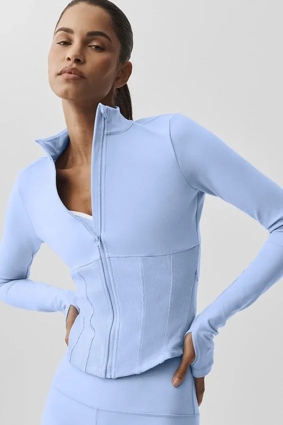 Veste corset Airbrush à fermeture éclair intégrale - Bleu Provence clair