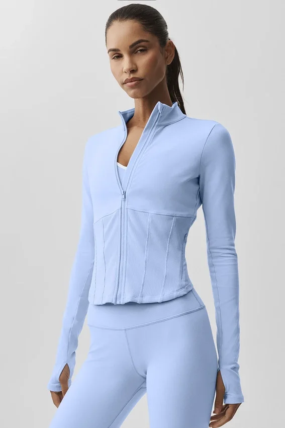 Veste corset Airbrush à fermeture éclair intégrale - Bleu Provence clair