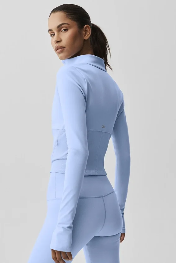 Veste corset Airbrush à fermeture éclair intégrale - Bleu Provence clair
