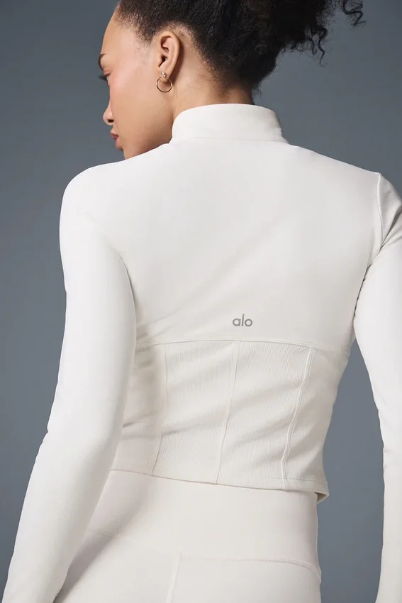 Veste corset Airbrush à fermeture éclair intégrale - Ivoire
