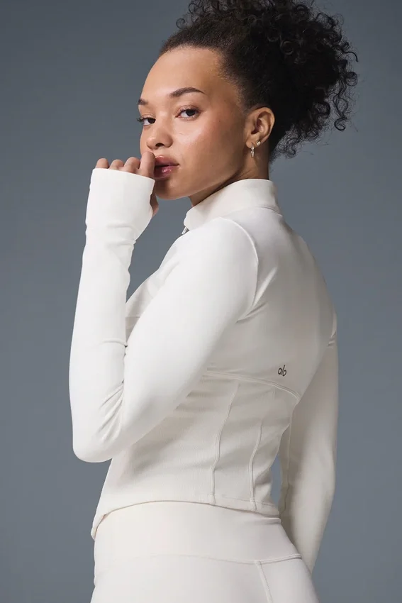 Veste corset Airbrush à fermeture éclair intégrale - Ivoire