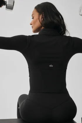 Veste corset Airbrush à fermeture éclair intégrale – Noir