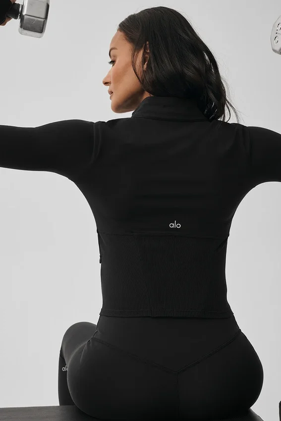 Veste corset Airbrush à fermeture éclair intégrale - Noir