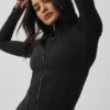 Veste corset Airbrush à fermeture éclair intégrale - Noir