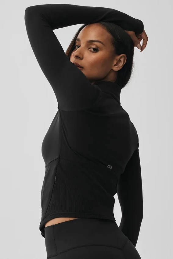 Veste corset Airbrush à fermeture éclair intégrale - Noir