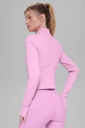 Veste corset Airbrush à fermeture éclair intégrale – Rose bonbon