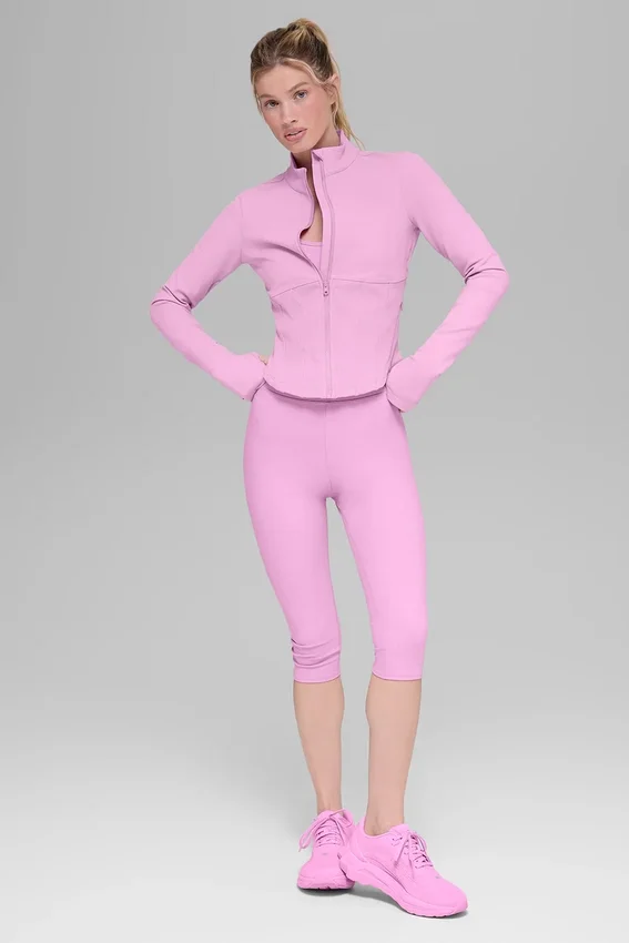 Veste corset Airbrush à fermeture éclair intégrale - Rose bonbon