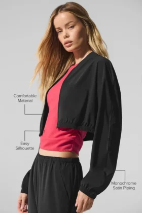 Veste courte Breezy à fermeture éclair intégrale – Noir
