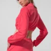 Veste courte Breezy à fermeture éclair intégrale – Rouge bonbon