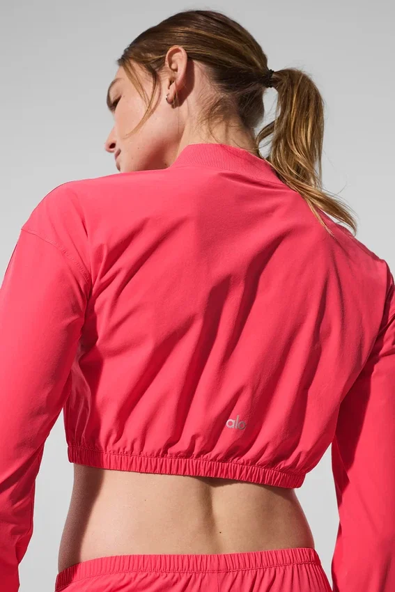 Veste courte Breezy à fermeture éclair intégrale – Rouge bonbon