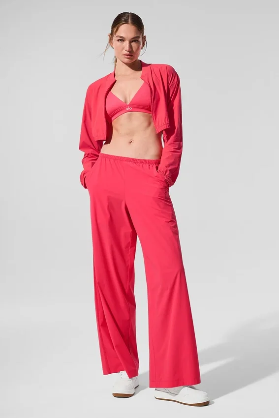 Veste courte Breezy à fermeture éclair intégrale – Rouge bonbon
