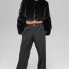 Veste courte chic en fausse fourrure - Noir
