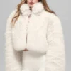 Veste courte en fausse fourrure somptueuse - Ivoire