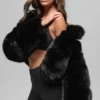 Veste courte en fausse fourrure somptueuse - Noir