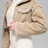 Veste courte en fausse peau de mouton Snowfall - Beige forêt