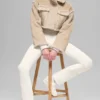 Veste courte en fausse peau de mouton Snowfall - Beige forêt