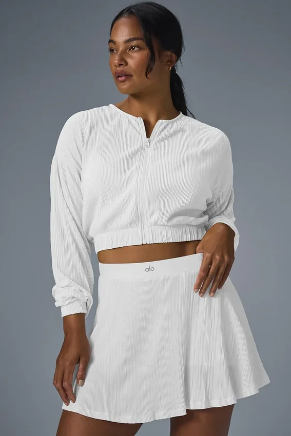 Veste courte en micro-plissé - Blanc