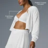 Veste courte en micro-plissé - Blanc