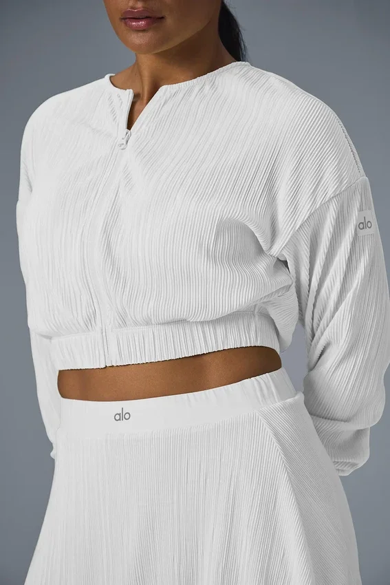 Veste courte en micro-plissé - Blanc