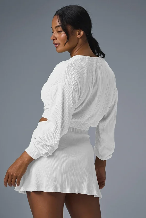 Veste courte en micro-plissé - Blanc