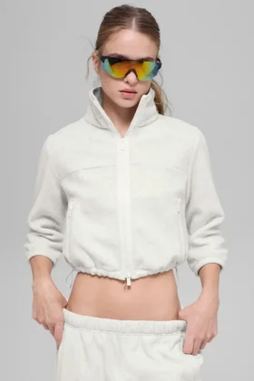Veste courte en polaire « Retreat » - Blanc gris chiné