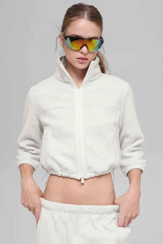 Veste courte en polaire « Retreat » - Blanc gris chiné