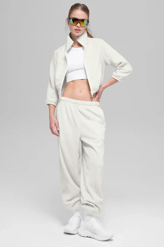 Veste courte en polaire « Retreat » - Blanc gris chiné