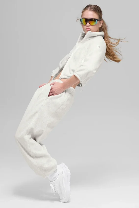 Veste courte en polaire « Retreat » - Blanc gris chiné