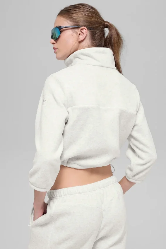 Veste courte en polaire « Retreat » - Blanc gris chiné