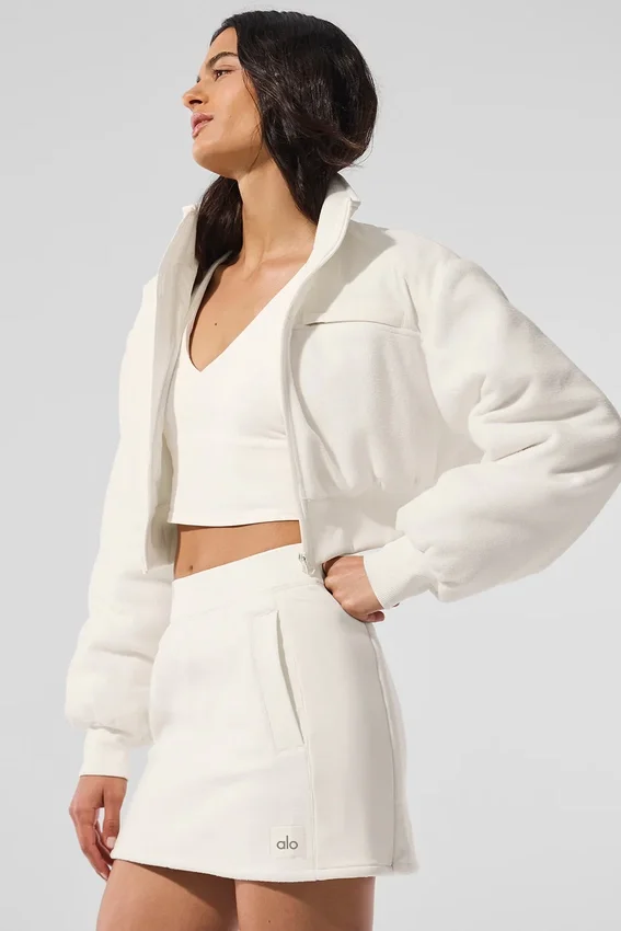 Veste courte en polaire « Wintry Mix » - Ivoire