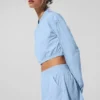 Veste courte et aérée à fermeture éclair intégrale - Bleu coquillage
