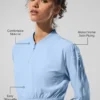 Veste courte et aérée à fermeture éclair intégrale - Bleu coquillage