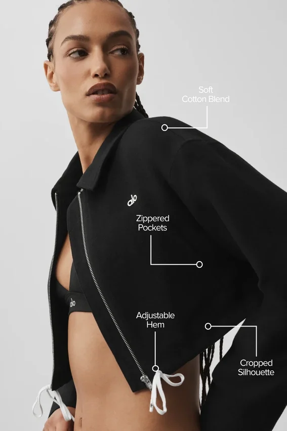 Veste courte à fermeture éclair intégrale « Fan Favorite » - Noir