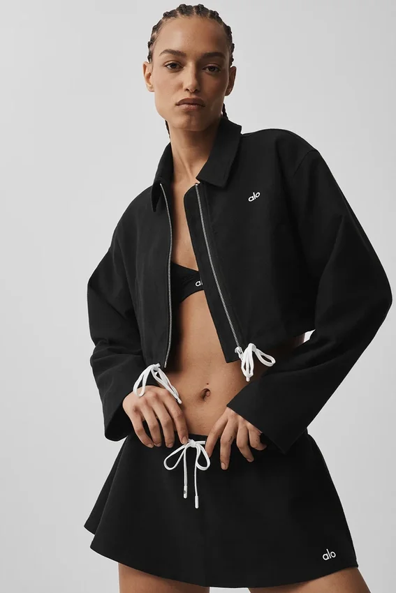 Veste courte à fermeture éclair intégrale « Fan Favorite » - Noir