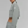 Veste courte à fermeture éclair intégrale « Main Character » à fines rayures - Gris lunaire/Blanc
