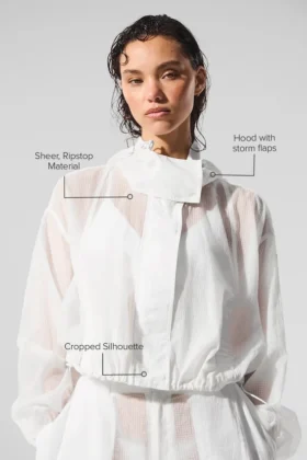 Veste courte Game Time à fermeture éclair intégrale – Blanche