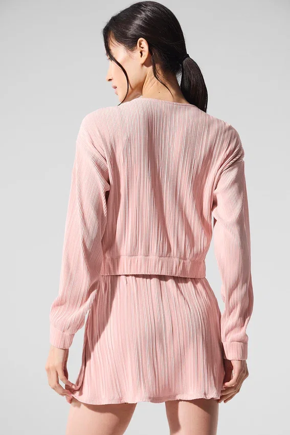 Veste courte à micro-plis - Quartz rose