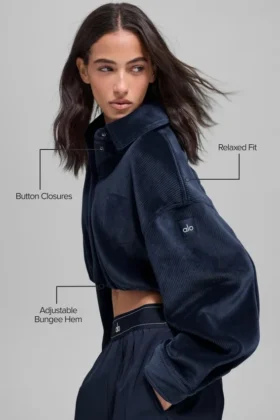 Veste courte Mountain Side en velours côtelé – Bleu marine
