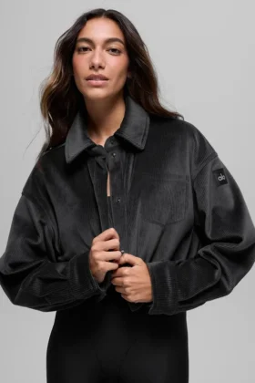 Veste courte Mountain Side en velours côtelé – Noir
