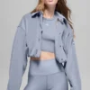 Veste courte « Mountain Side » en velours côtelé – Winter Frost