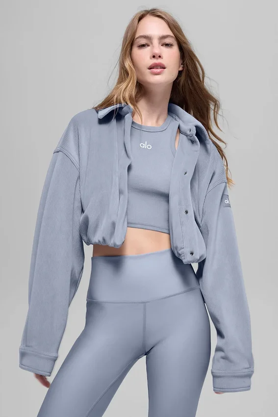 Veste courte « Mountain Side » en velours côtelé – Winter Frost