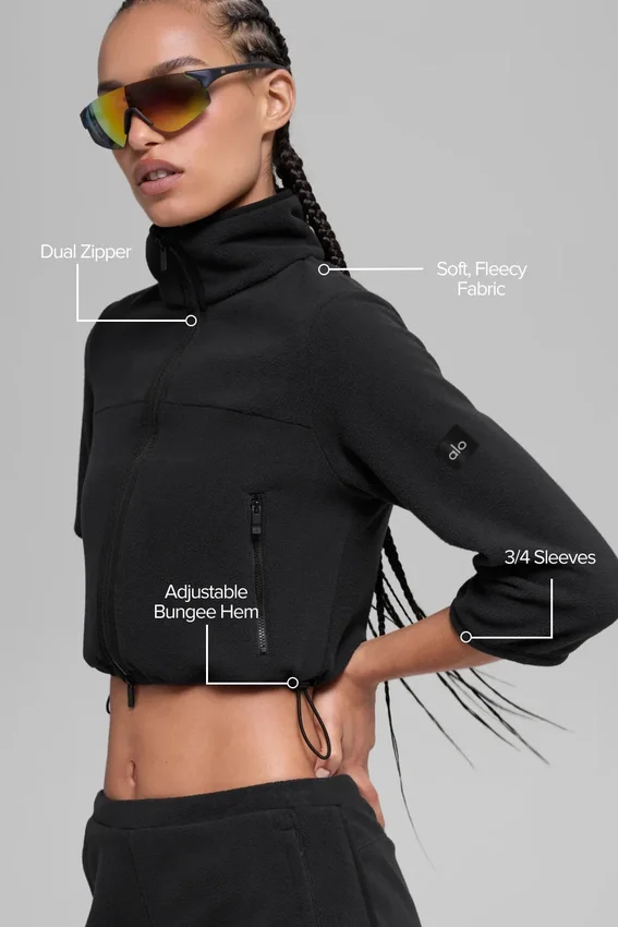 Veste courte « Retreat » en polaire polaire - Noir