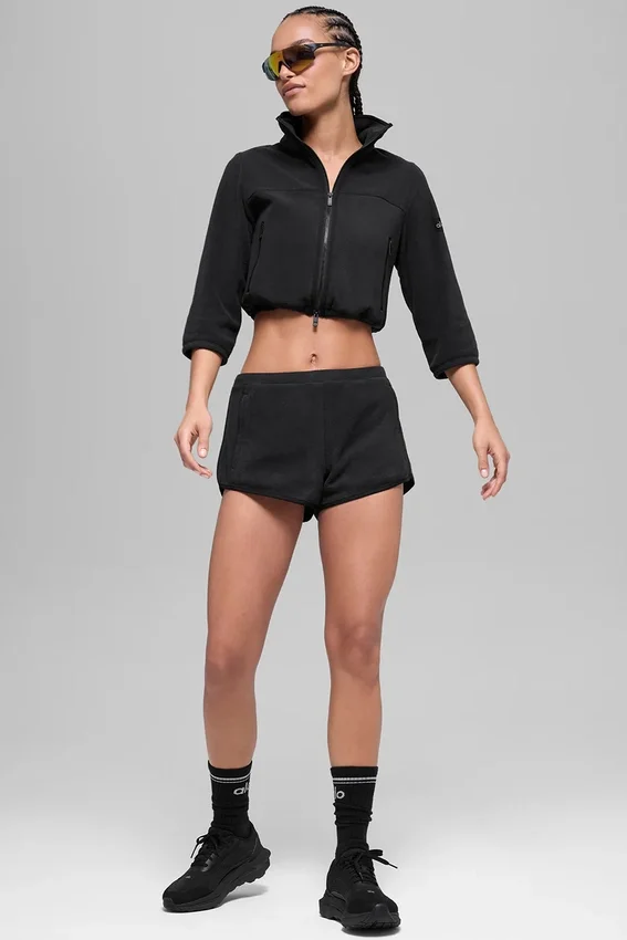 Veste courte « Retreat » en polaire polaire - Noir