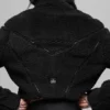 Veste courte Sherpa à empiècements latéraux - Noir