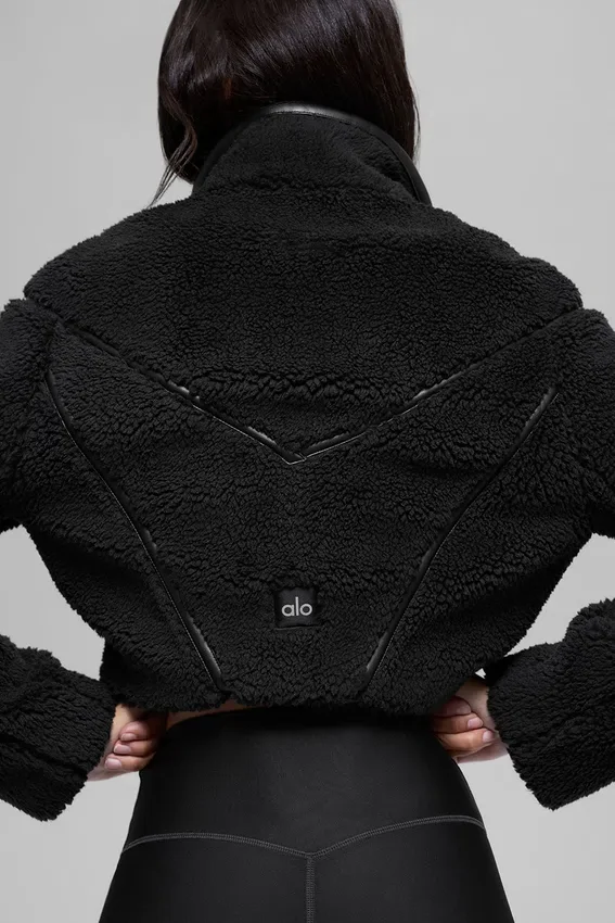 Veste courte Sherpa à empiècements latéraux - Noir
