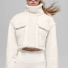Veste courte « Snowfall » en simili-mouton - Ivoire