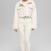 Veste courte « Snowfall » en simili-mouton - Ivoire