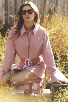 Veste courte zippée « Fan Favorite » – Rose vintage