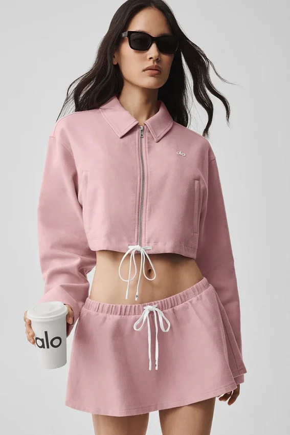 Veste courte zippée « Fan Favorite » – Rose vintage
